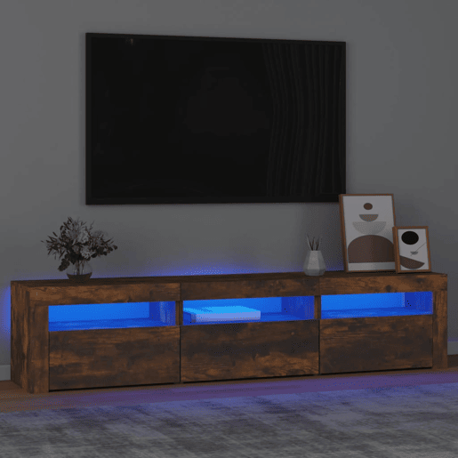 Móvel de TV - Modulo de TV - Armário de TV com luzes LED 180x35x40 cm carvalho fumado