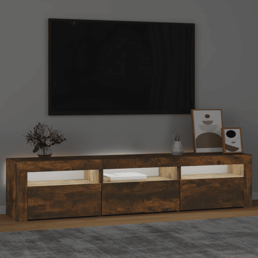 Móvel de TV - Modulo de TV - Armário de TV com luzes LED 180x35x40 cm carvalho fumado