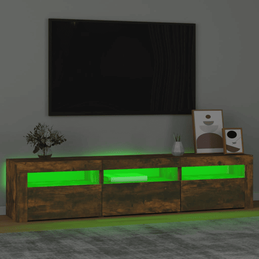 Móvel de TV - Modulo de TV - Armário de TV com luzes LED 180x35x40 cm carvalho fumado