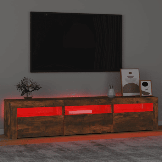Móvel de TV - Modulo de TV - Armário de TV com luzes LED 180x35x40 cm carvalho fumado