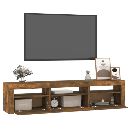Móvel de TV - Modulo de TV - Armário de TV com luzes LED 180x35x40 cm carvalho fumado