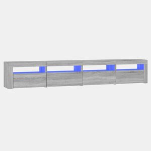Móvel de TV - Modulo de TV - Armário de TV com luzes LED 240x35x40 cm sonoma cinza