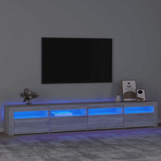 Móvel de TV - Modulo de TV - Armário de TV com luzes LED 240x35x40 cm sonoma cinza