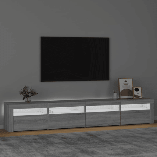 Móvel de TV - Modulo de TV - Armário de TV com luzes LED 240x35x40 cm sonoma cinza
