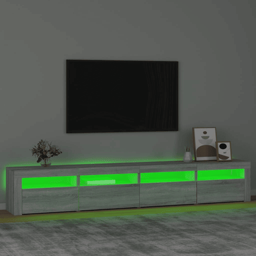 Móvel de TV - Modulo de TV - Armário de TV com luzes LED 240x35x40 cm sonoma cinza