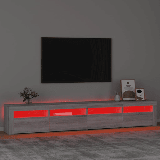 Móvel de TV - Modulo de TV - Armário de TV com luzes LED 240x35x40 cm sonoma cinza