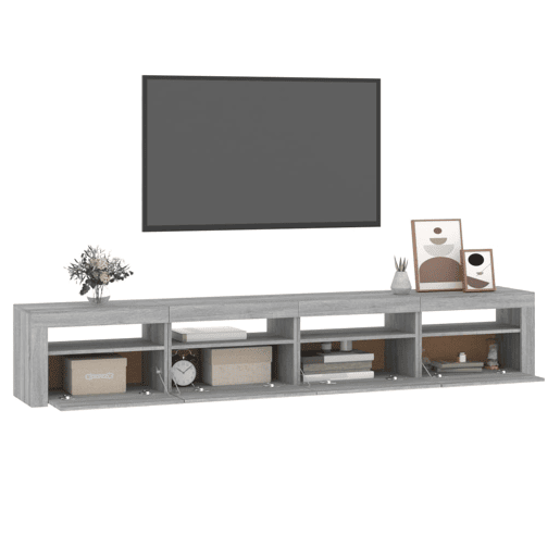 Móvel de TV - Modulo de TV - Armário de TV com luzes LED 240x35x40 cm sonoma cinza