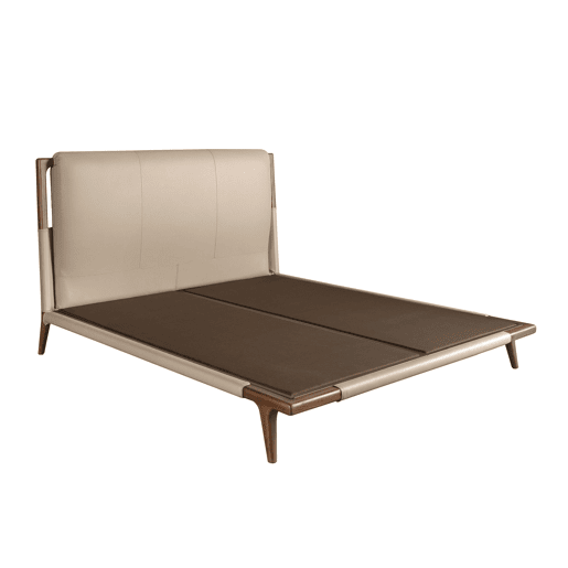 Cama de couro sintético cor de vison