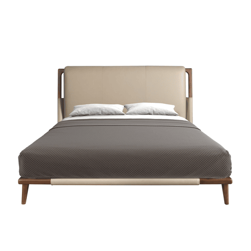 Cama de couro sintético cor de vison