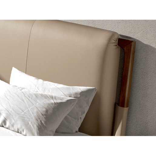 Cama de couro sintético cor de vison