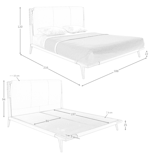 Cama de couro sintético cor de vison