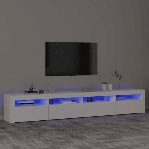 Móvel de TV - Modulo de TV - Armário de TV com luzes LED 240x35x40 cm branco