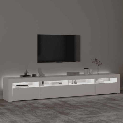 Móvel de TV - Modulo de TV - Armário de TV com luzes LED 240x35x40 cm branco