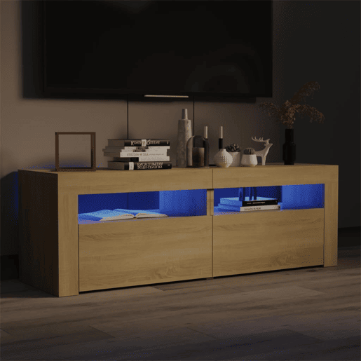 Móvel de TV - Modulo de TV - Armário de TV com luzes LED 120x35x40 cm carvalho sonoma