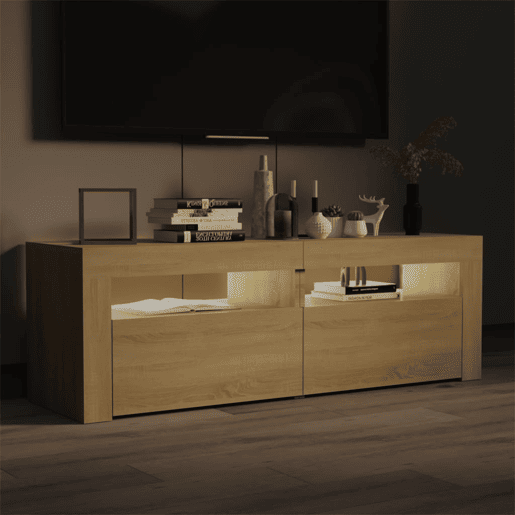 Móvel de TV - Modulo de TV - Armário de TV com luzes LED 120x35x40 cm carvalho sonoma