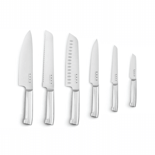 Conjunto de Facas de Cozinha e Suporte Smeg KBSF02CR Creme Aço inoxidável