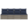 vidaXL | Sofá de jardim | com almofada Cinzeto 220 x 62 x 69cm vime PE