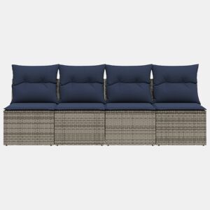 vidaXL | Sofá de jardim | com almofada Cinzeto 220 x 62 x 69cm vime PE