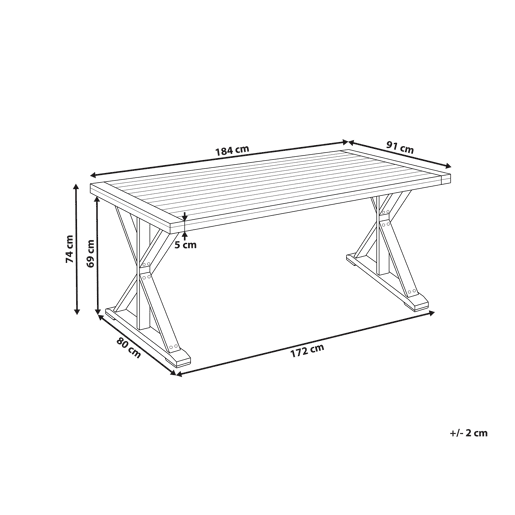 Mesa de refeição de jardim CALABRITTO 91 cm 184 cm Madeira de acácia Castanho