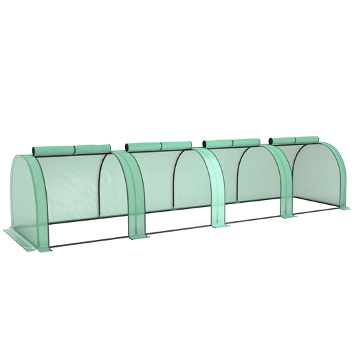 Outsunny Estufa de Jardim Exterior 400x100x80 cm com 4 Portas Enroláveis e Estrutura em Aço para Cultivo de Plantas e Flores Verde