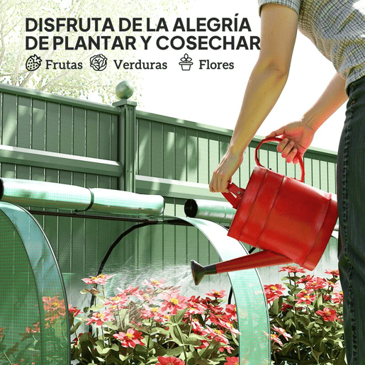 Outsunny Estufa de Jardim Exterior 400x100x80 cm com 4 Portas Enroláveis e Estrutura em Aço para Cultivo de Plantas e Flores Verde