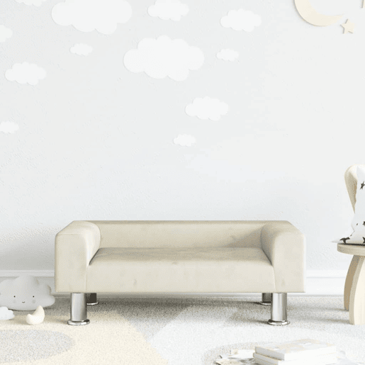 Sofá infantil - Sofá para crianças 70x45x26,5 cm veludo cor creme