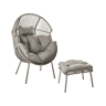Cadeira de jardim com repousa-pés em rattan cinzento MURANO