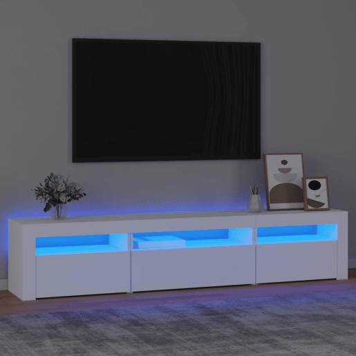 Móvel de TV - Modulo de TV - Armário de TV com luzes LED 195x35x40 cm branco