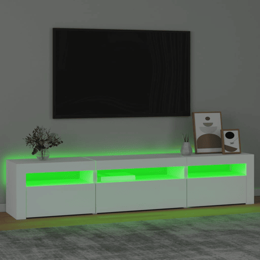 Móvel de TV - Modulo de TV - Armário de TV com luzes LED 195x35x40 cm branco