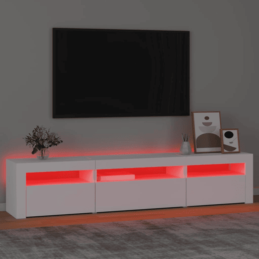 Móvel de TV - Modulo de TV - Armário de TV com luzes LED 195x35x40 cm branco