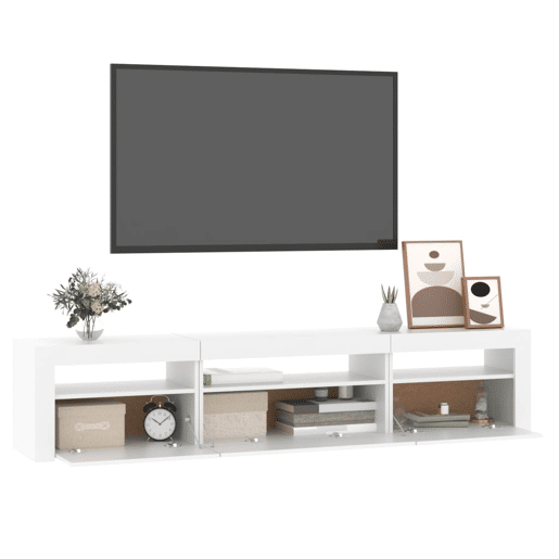 Móvel de TV - Modulo de TV - Armário de TV com luzes LED 195x35x40 cm branco