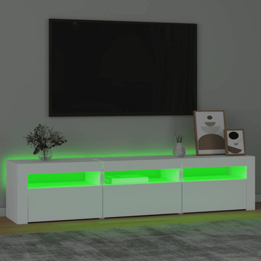 Móvel de TV - Modulo de TV - Armário de TV com luzes LED 180x35x40 cm branco