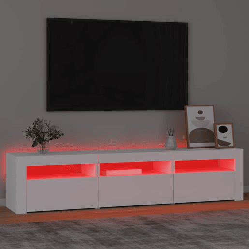 Móvel de TV - Modulo de TV - Armário de TV com luzes LED 180x35x40 cm branco