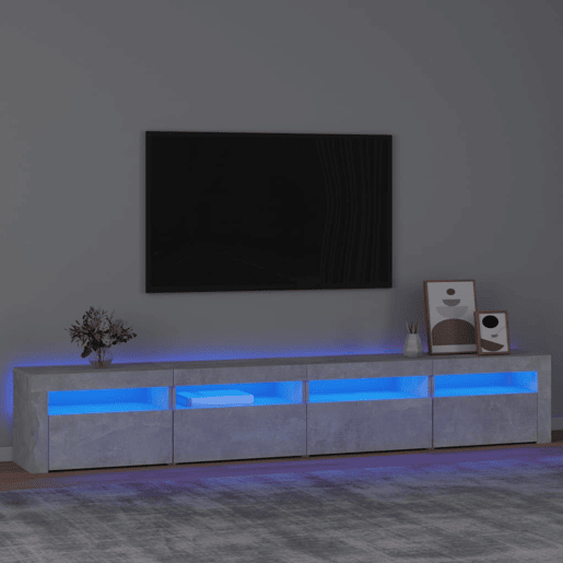 Móvel de TV - Modulo de TV - Armário de TV com luzes LED 240x35x40 cm cinzento cimento