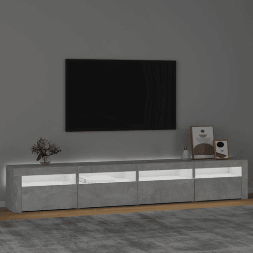 Móvel de TV - Modulo de TV - Armário de TV com luzes LED 240x35x40 cm cinzento cimento
