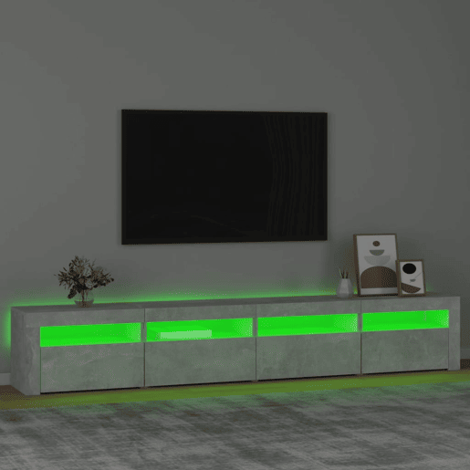 Móvel de TV - Modulo de TV - Armário de TV com luzes LED 240x35x40 cm cinzento cimento