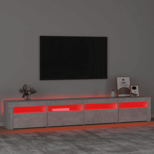 Móvel de TV - Modulo de TV - Armário de TV com luzes LED 240x35x40 cm cinzento cimento