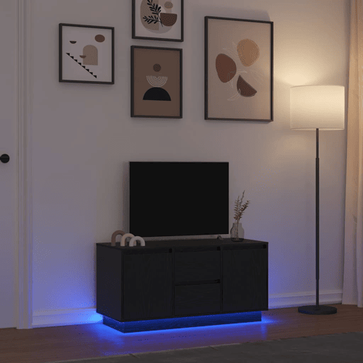 Móvel de TV - Modulo de TV - Armário de TV com luzes LED 100x41x50 cm carvalho preto