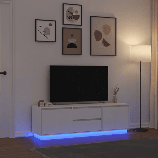 Móvel de TV - Modulo de TV - Armário de TV com luzes LED 160,5x41x50 cm branco