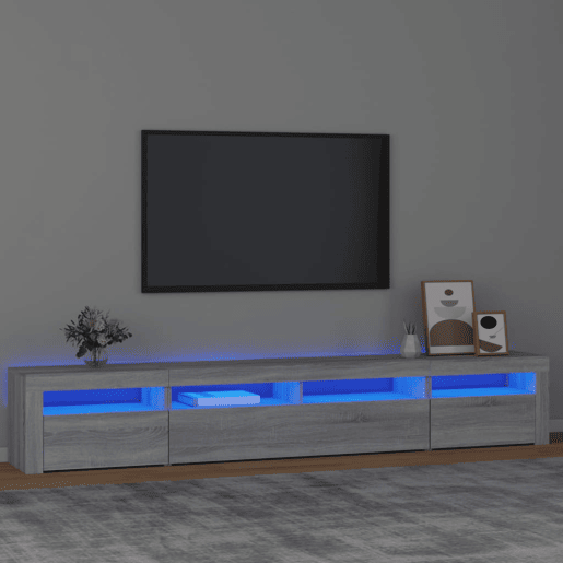 Móvel de TV - Modulo de TV - Armário de TV com luzes LED 240x35x40 cm sonoma cinza