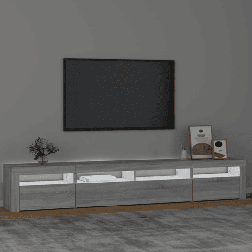 Móvel de TV - Modulo de TV - Armário de TV com luzes LED 240x35x40 cm sonoma cinza