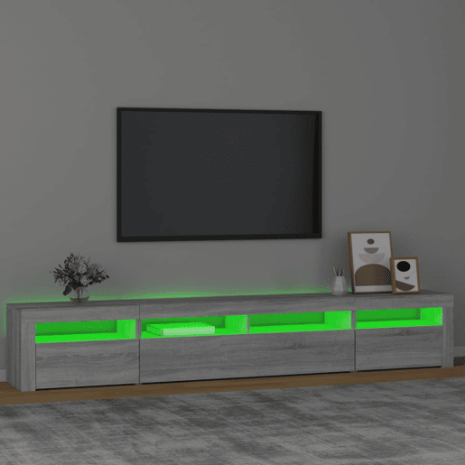 Móvel de TV - Modulo de TV - Armário de TV com luzes LED 240x35x40 cm sonoma cinza