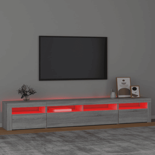 Móvel de TV - Modulo de TV - Armário de TV com luzes LED 240x35x40 cm sonoma cinza