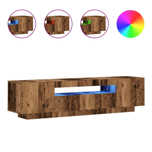 Móvel de TV - Modulo de TV - Armário de TV com luzes LED derivados de madeira madeira velha