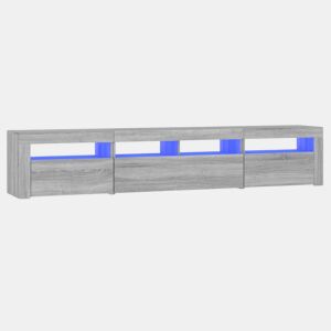 Móvel de TV - Modulo de TV - Armário de TV com luzes LED 210x35x40 cm sonoma cinza