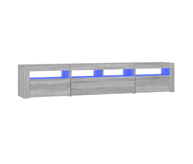 Mueble tv - mesa de tv con luces led gris sonoma 210x35x40 cm