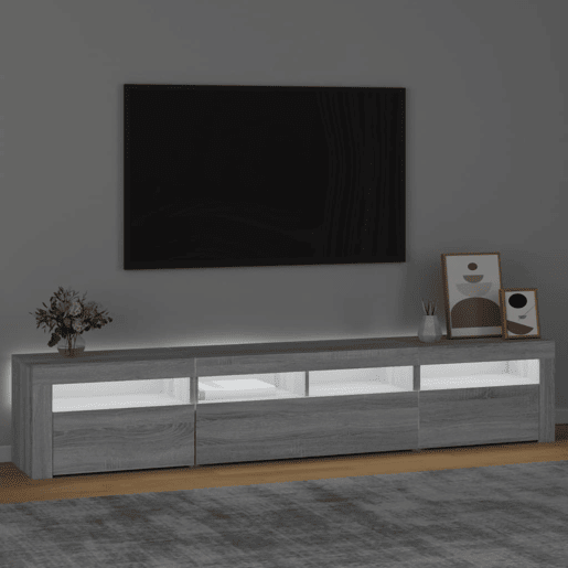 Móvel de TV - Modulo de TV - Armário de TV com luzes LED 210x35x40 cm sonoma cinza