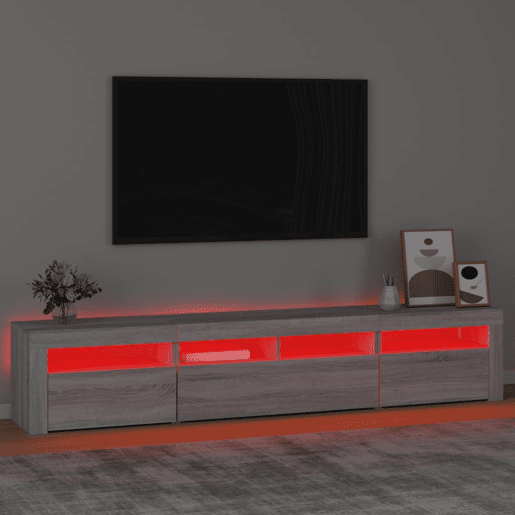 Móvel de TV - Modulo de TV - Armário de TV com luzes LED 210x35x40 cm sonoma cinza