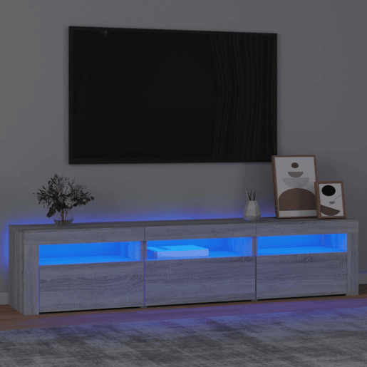 Móvel de TV - Modulo de TV - Armário de TV com luzes LED 180x35x40 cm preto