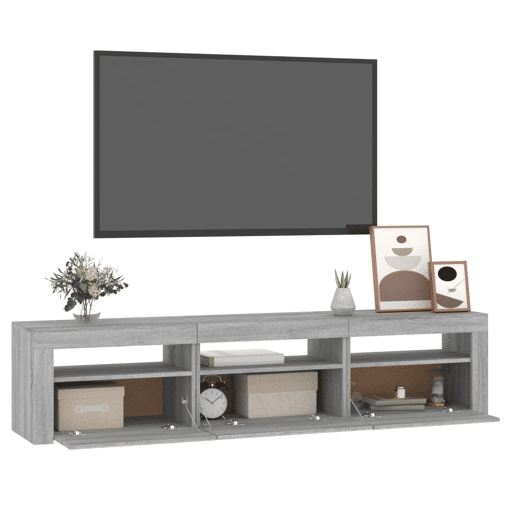 Móvel de TV - Modulo de TV - Armário de TV com luzes LED 180x35x40 cm preto